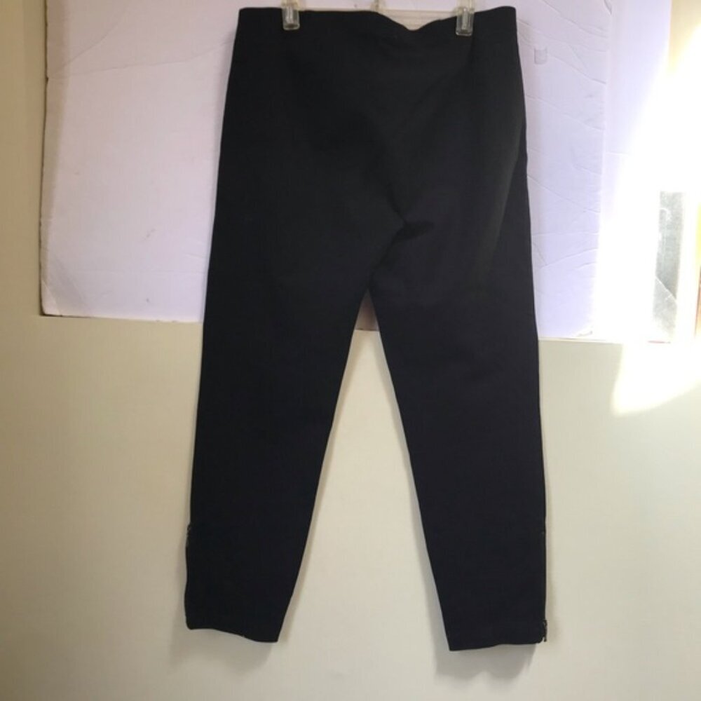Eileen Fisher Zip Ankle Ponte PullOn Stretch Pants Minimalist Black Waist M PM - Picture 7 of 14
